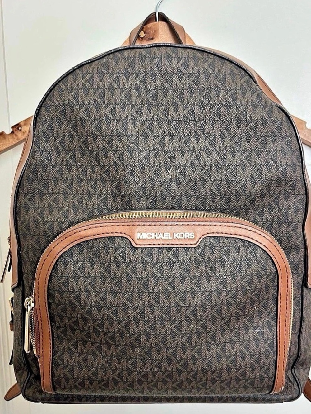 Michael Kors Jaycee Large Logo Backpack Brown & Black